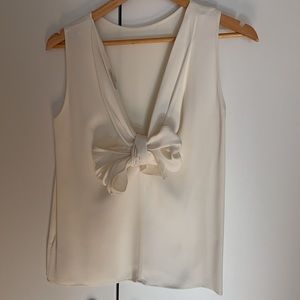 Massimo Dutti White Low Bow Back Top size S